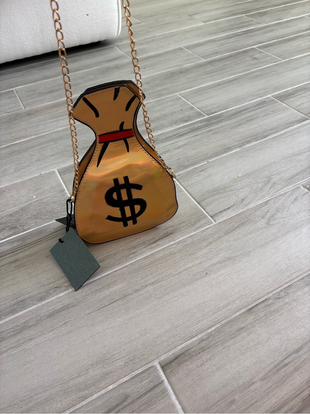 Gold Holographic Money Bag Crossbody Purse NWT Costume